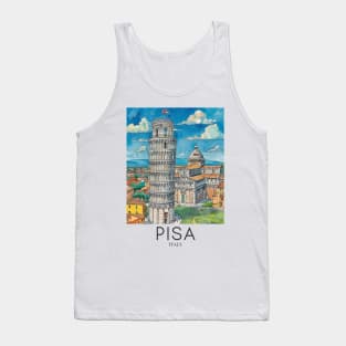 A Pop Art Travel Print of Pisa - Italy Tank Top